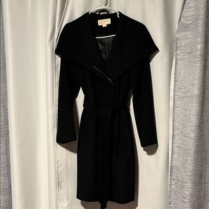 MICHAEL Michael Kors Black Asymmetrical Zip Coat